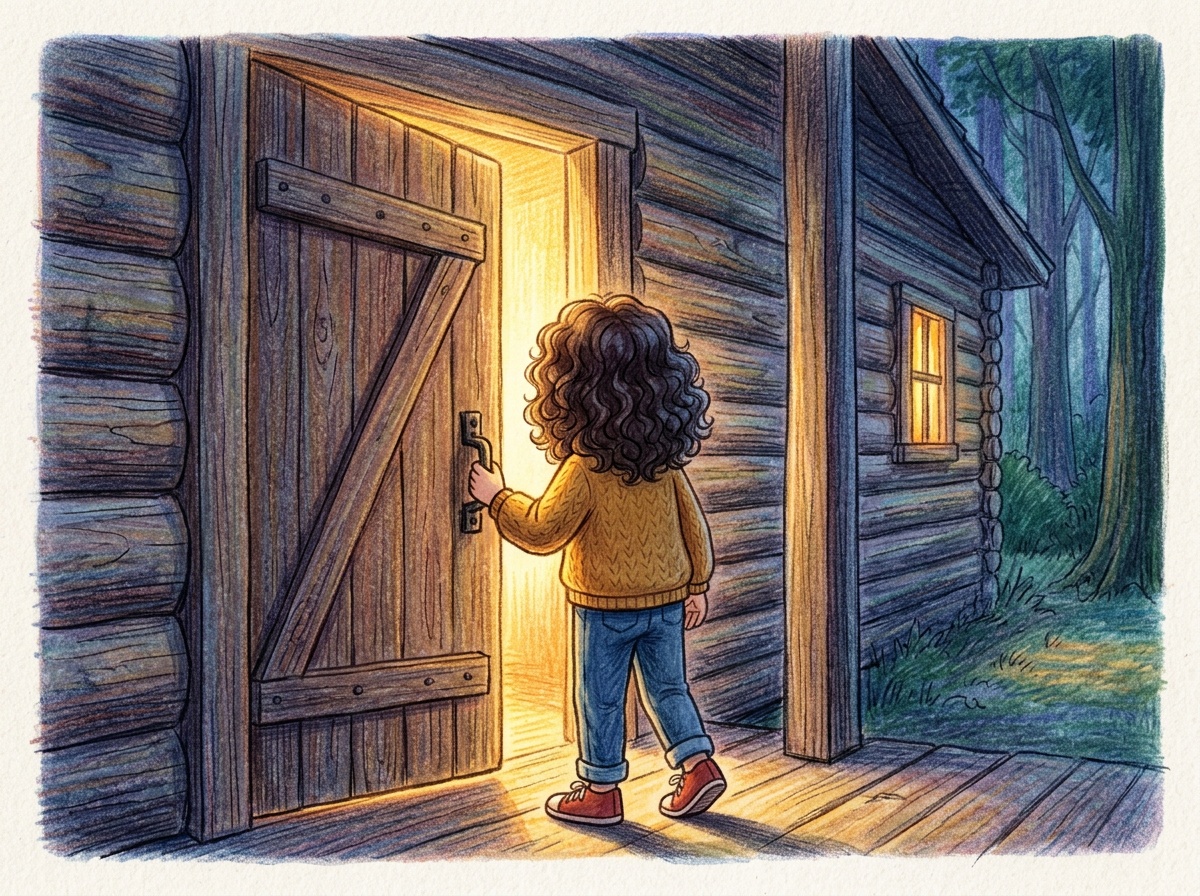 La même scène dessinée en crayon de couleur